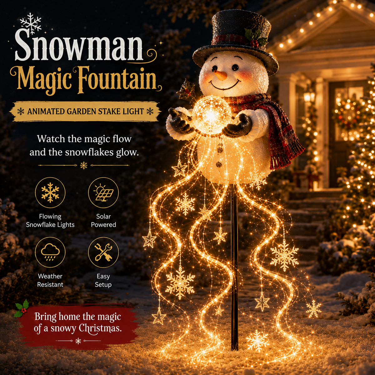 🎄49% OFF🎄 Snowman Magic Tzeternity™-Flowing Snowflake LED Christmas Garden Light❄️