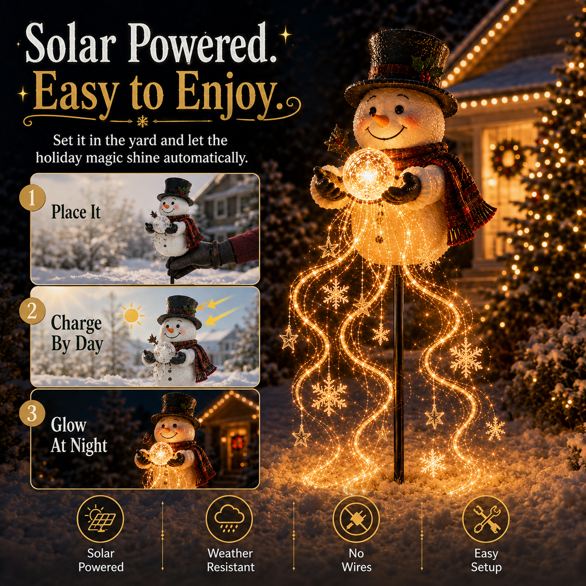 🎄49% OFF🎄 Snowman Magic Tzeternity™-Flowing Snowflake LED Christmas Garden Light❄️